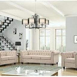 India Furniture City Velvet Fabric (6 Seater-3+2+1) Chesterfield Sofa for Living Room & Office | Beige-image-40