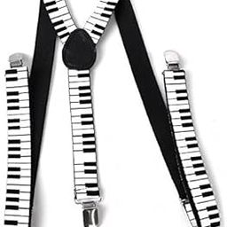 VELURA Adult Unisex Clip-on Braces Elastic Y-back Suspender w/Piano Keyboard Patterns Black and White|5 x slalom cones|Suspenders, Braces| Mens Accessories-image-13