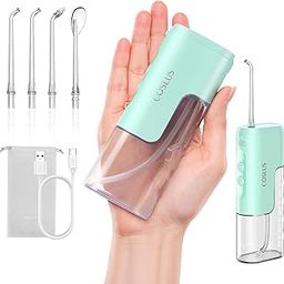 COSLUS Water Teeth Flosser : Portable Travel Water Teeth Flossing Picks Mini Size Cordles Removable Water Tank Green-5