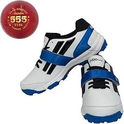 Pace White/Navy Cricket Shoes Size-6 with TR-555-R Cricket Leather Ball Alum Tanned Red-image-21