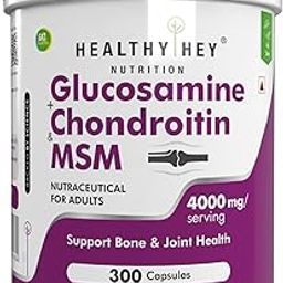 HealthyHey Nutrition Double Strength Glucosamine Chondroitin and MSM for Cartilage; Joint and Bone 300 Capsules-34