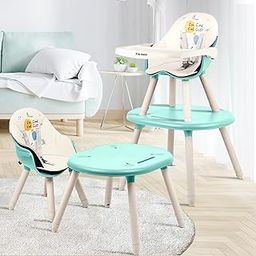 R for Rabbit Cherry Berry Tusky High Chair for Baby, 3-in-1 Convertible Kids Feeding Chair Compact Fold, Dual Meal Trays, Travel Friendly, BPA Free Anti-Slip Seat, 6 Months to 7 Years Kids (Green Cream)-image-89
