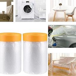 Homdum Pre-Tape Paint Masking Sheet and Tape Length (1100mm x 20Mtr) Pack of 2-picture-28