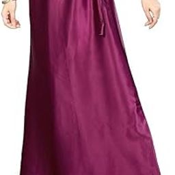 Satin Solid Silk Petticoat Underwear Skirt, Saree Shape Wear Dress, Free Size, Magenta 38 Inches Long, Drawstring Waist-image-89