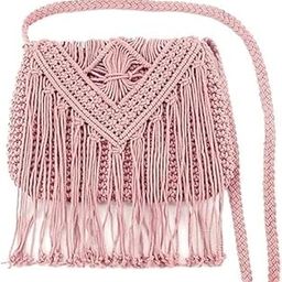 S H HANDICRAFTS Women Cotton Crochet Macrame Shoulder Bag, Knitting Handmade Weaving Hand Bag, Simple Hollow Beach Bag-image-47