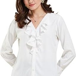 j turritopsis Women's Ruffle Solid Shirt (CAT-327)-picture-1