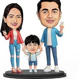 AVATAAR STUDIO Personalized Gift for Wife, Husband, Girlfriend, Boyfriend, Friends Character Caricature Photo Frame Unique Design Customized Gift for Friends & Family (Family of 3a)-image-34