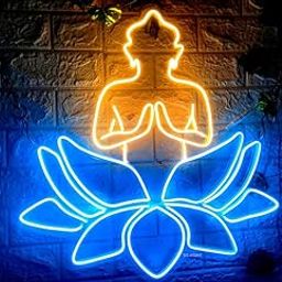 SG PRINT Buddha Idol Neon Sign Light for Home Decor Buddha Wall Hanging LED Light for Living Room Office Home Decoration for meditation and relaxation Yoga Sign(24x24) warm white+blue-image-35