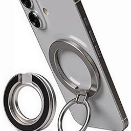 NXVX Double Magnetic Ring Phone Holder, Strong Magnetic Phone Stand Compatible with iPhone 16 15 14 13 12 Pro Max Series, MagSafe Case, Foldable & Portable (Silver)-picture-14