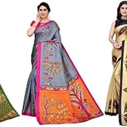 yashika Women's Combo Art Silk Printed Saree With Unstitched Blouse Piece |saree for Women | saree combo | New Sari | Latest Saree_C_106_ALIFA_PNK_DNDIYA_GREY_GOLD_PECOCK-picture-24