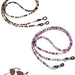 2 PCS Spectacle Chain for Women, Anti-slip Spectacle Chain, Stylish Eyeglass Holder Strap for Office and Gym Use, Secure and Comfortable Specs Chain for Women, Tortoiseshell and Rose Pink Colors-42