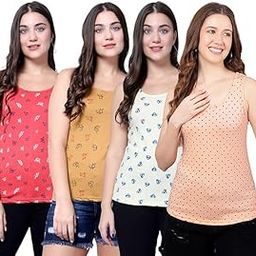 Women Tank Top – Regular Fit Cotton Sleeveless Tee | Ladies Casual Tank Top,Stylish Women Clothing,Soft Cotton Tank for Girls & Women-Pack of 4-image-74