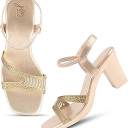 Women's Heels Chunky Block Strappy Square Open Toe Ankle Buckle Heeled Sandals for Wedding Party.-image-1