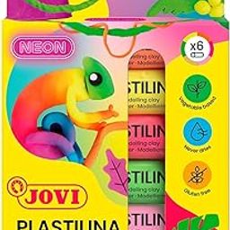 Jovi Plastilina Reusable and Non-Drying Modeling Clay; Neon Colors, 0.50 Oz. Bars, Set of 6, Perfect for Arts and Crafts Projects-image-20