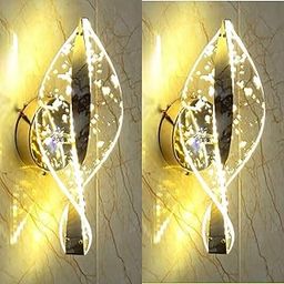 GreyWings Modern LED Wall Light for Home Decoration, 3 Color Lighting (Warm, Cool, Natural White), Golden Acrylic Wall Lamp for Bedroom, Living Room, Hall, Pack of 2-image-119