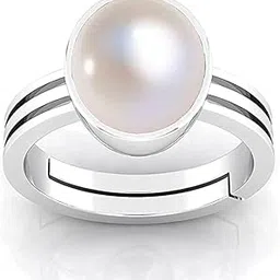 anuj sales Lab - Certified Pearl 14.00 Carat Natural Pearl Gemstone Original Certified moti Adjustable panchhdhaatu/Ashtadhatu Silver Ring for Men and Women-picture-16