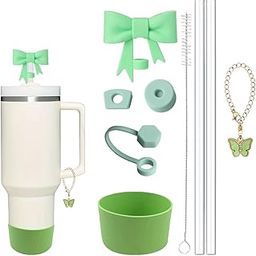 HASTHIP® 9Pcs Cup Accessories for Stanley Charm Kit Straw Cover, Straws, Cleaning Brush, Handle Charm, Spill-Proof Plug, Cup Bottom Sleeve-Stylish & Durable(Cup NOT Included)-image-84