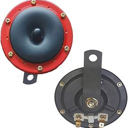 Waterproof Copper Coil Car Horn – Super Loud 12V Train-Style Snail Air Horn with Raging Sound, Durable Dustproof Electric Horn, Universal for Car, Truck, Bike & Scooty (Black & Red Steel Body)-18