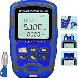 New Trensh Optical Power Meter -70 to +10 dBm Range Multi-Wavelength 850-1650nm FiberTester Digital Multimeter (Black, Blue 9999 Counts)-12