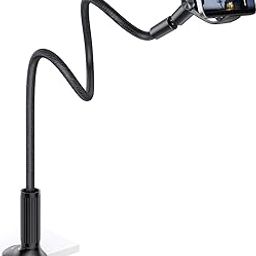 Lamicall Gooseneck Phone Holder for Bed - Overall Length 38.6in, Flexible Leather Wrapped Arm, 360 Adjustable Clamp Clip, Overhead Cell Phone Mount Stand for Desk, Compatible with All Cellphone (4-7ââ‚¬Â)-image-14