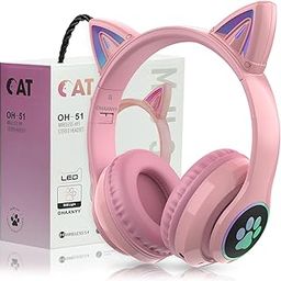 auvstar Cat Ear Kids Bluetooth Headphones,Pink-picture-24