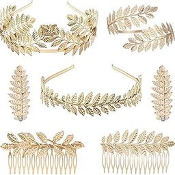 5 Pieces Greek Roman Laurel Leaf Bracelet Armband Golden Laurel Leaves Crown Tiara Costume Greek Goddess Headband Hair Comb Bridal Wedding Headpiece Hair Accessories-42