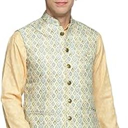 SHOWOFF Men's Printed Lime Green Ethnic Nehru Jackets-PR-249_LimeGreen-image-99