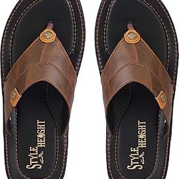 Men's Leather Thong Sandals Casual Comfort Slippers with Metal Accents-image-38