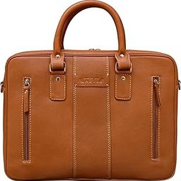 Genuine Leather Laptop Briefcase For Men And Women (14 Inch, Black-Tan_U009TN)-picture-18