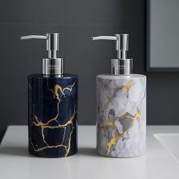 MAARS Liquid Soap Dispenser for Wash Basin, Bathroom, Kitchen | Premium Marble Finish Refillable Handwash Dispenser Bottle | Ideal for Handwash, Shampoo, Sanitizer, Lotion. (Combo- 1 White, 1 Grey)-image-66