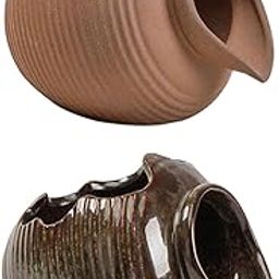 MERISHOPP Waterfall Water Fountain Jar Clay Pot for Home Office Flowing Water Ornament Yellow-image-9