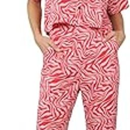 Women's Slim Fit Co-ord Set (Red Animal Printed Crepe Crop Shirt & Elasticated Waist Pant Set)-picture-11