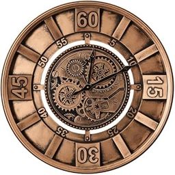 Antalya Homes Heritage Gear Motion Industrial Steampunk Real Rotating Moving Gear Designer Wall Clock for Living Room Home Decor Office Metal Look Round | Diameter : 60 cm (Antique Copper Finish)-image-56