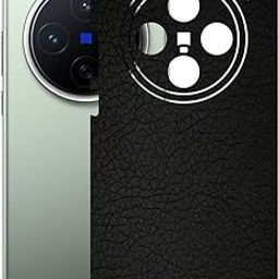 AtOdds Mobile Skin Sticker Wrap | Compatible for VIVO X200 (5G)| Scratchproof Matte Finish | Full Coverage for All Sides & Camera Protection (Black Leather)-image-55