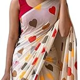 Women’s Pure Soft Cotton Saree Linen For Kalamkari Silk Sarees Latest Party Design Wear Wedding Sadi With Blouse Piece sari south mulmul ikkat mul print 2024 New (Heart White Red)-image-45