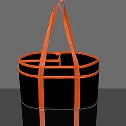 GREEN DECOR Non Woven Fabric Cute Oval Shape Diaper Caddy Bag with Handles for Smart Mothers Baby Diaper Caddy Wipes Felt Storage Organizers,Foldable and Portable (Black&Orange- 15X10X9 Inch)-image-95