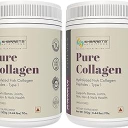Sharrets Pure Collagen Powder - 200g x2 : Unflavored Type 1 Hydrolyzed Fish Collagen Peptides-1