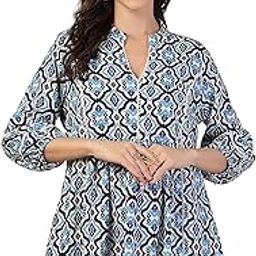Maternity Feeding Top with Zip for Women | 100% Rayon Pre & Post Pregnancy Floral Printed Top with 3/4-Length Bishop Sleeves | Nursing Top for Breastfeeding with Pockets for Mothers-image-64