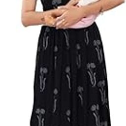 B2F Women's Printed Zipless Flared Feeding Kurti, One Piece Maternity Dress for Pre & Post Pregnancy-image-100