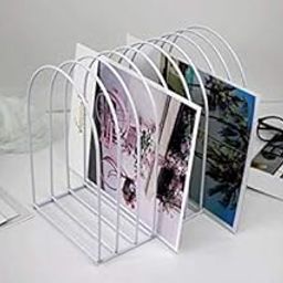 INDIAN DECOR 2630 Decorative Vinyl Record Storage Holder Metal Wire File Folder Racks Magazine Newspaper Metal Holder Functional Display Rack for Office Home (WHITE) - Made in India-30