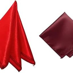Satin Pocket Square for Men, Wedding Handkerchief for Suits, Blazers & Tuxedo, Men's Pocket Square Combo (Pack of 2) (Red & Maroon)-image-101