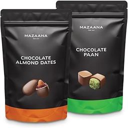 Mazaana Mapro Chocolate Gift Pack|Individually Wrapped|Chocolate Almond Dates & Chocolate Paan |Omani Dates|Californian Almonds|Real Gulkand|Pure Chocolate, No Compound |80 Gram (Pack Of 2)-image-48