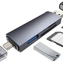 DHTtechky 6-in-1 USB C/USB 3.0 Dual Slot OTG Memory Card Adapter,SD Card Reader,Compatible for TF/SD/Micro SD/SDXC/Micro SDXC/Micro SDHC Memory Cards (Gray)-16