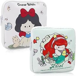 2Pcs Sanitary Napkin Storage Bag, Cartoon Cotton Sanitary Napkin Pouch, Menstrual Pad Bag with Zipper, Multi-Purpose Storage Bag for Napkin, Lipstick, Sanitary Pads, Mini Cosmetic Bag Wash Bag-49