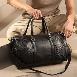 Lifelong Leatherette Stylish & Spacious Weekender Duffle Bag | Stylish Travel Bag for Men & Women | Spacious Overnight Bag with Zip Pocket | Padded Handles | Carry-On Friendly (Black)-picture-41