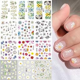 S.A.V.I 12 Sheets Colorful Daisy Flower, Water Transfer Nail Sticker, Decals DIY for Manicure-image-88