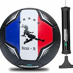 jaspo Soccer Champ Football, Tpu Material, Machine Stitched, Size 5, Under 12 Years Age Group, 6 To 8 Lbs Inflation (Football+Pump, France) black-image-43