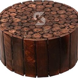Boscaiola24 Kingsman Store Wooden Popular Round Shape Stool/Table Natural Wood Logs Wooden Stool for Kitchen/Living Room Flowers Vase Pot Stand Use (12 x 12 x 6) Inch-image-66