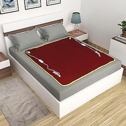 LERV’S CollEctioN Classic Super Soft Polyester Double Bed Polar Heating Electric Blanket/Bed Warmer (60 X 60) Inches, Skin Friendly | Dark Red | Double.Electric-picture-15