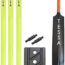 TESSA Cricket BAT (Plastic) Black Full Size (8) with 3 Plastic Wicket Set-image-41